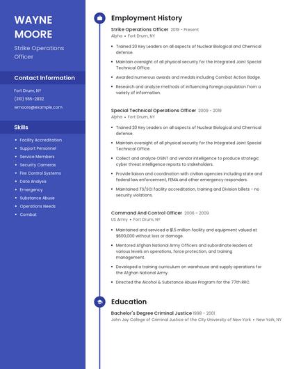 Strike Operations Officer Resume