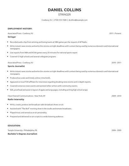 Stringer Resume