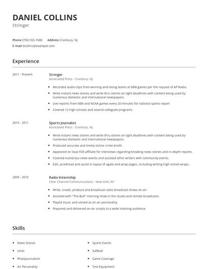 Stringer Resume