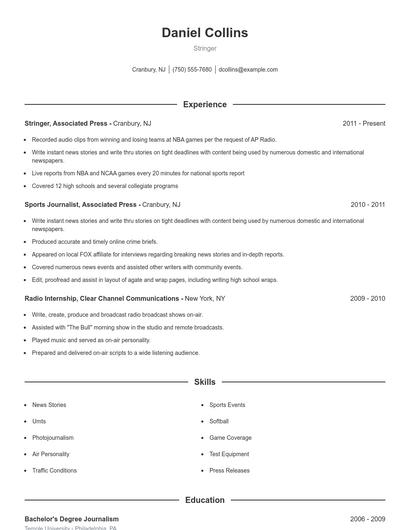 Stringer Resume