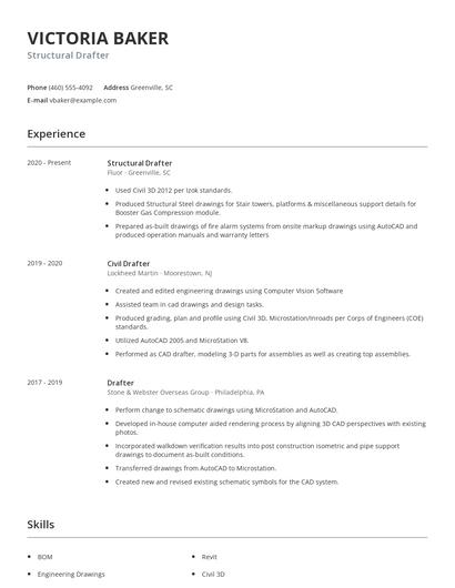 Structural Drafter Resume