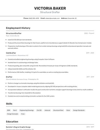 Structural Drafter Resume