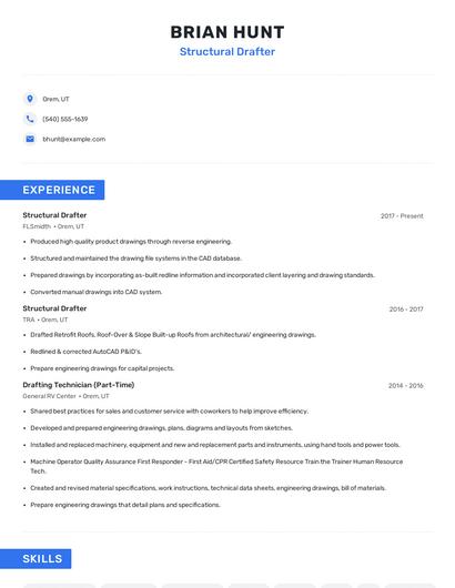 Structural Drafter Resume