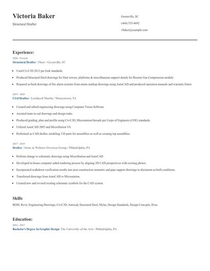 Structural Drafter Resume
