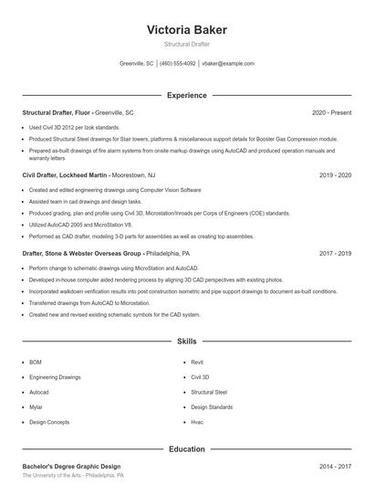 Structural Drafter Resume