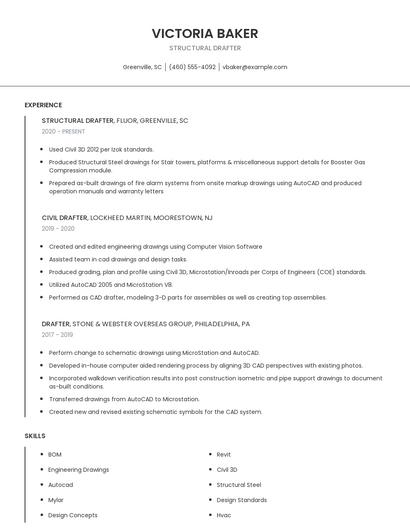 Structural Drafter Resume