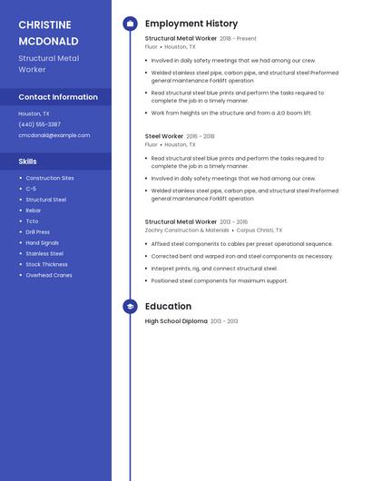 Structural Metal Worker Resume