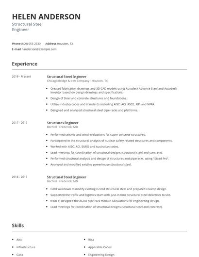 Structural Steel Engineer Resume