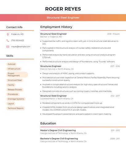 Structural Steel Engineer Resume
