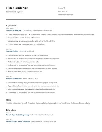 Structural Steel Engineer Resume