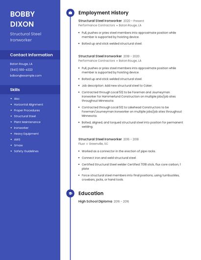 Structural Steel Ironworker Resume