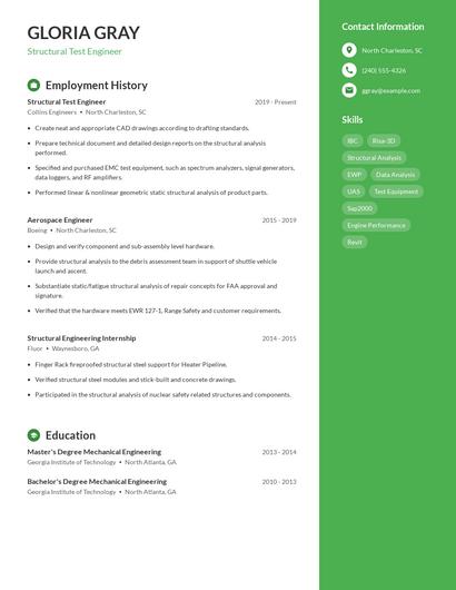 Structural Test Engineer Resume
