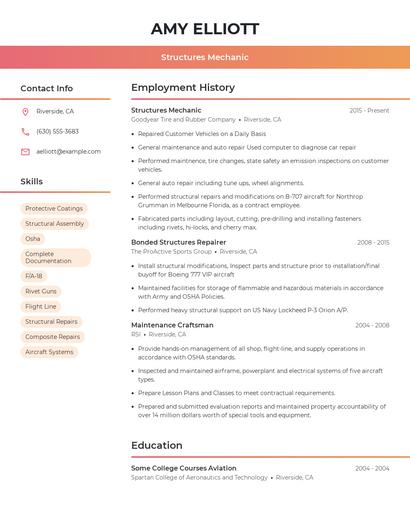 Structures Mechanic Resume