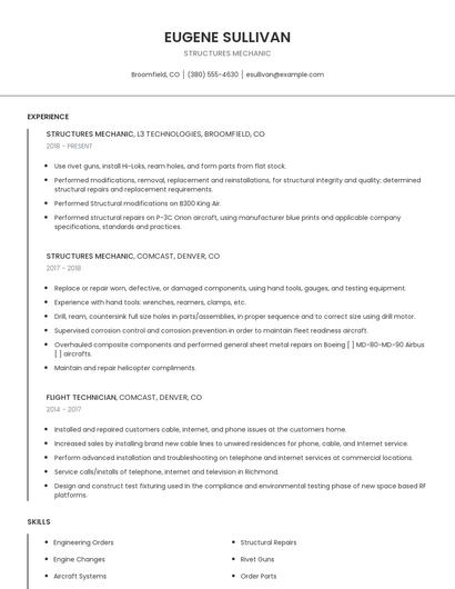 Structures Mechanic Resume