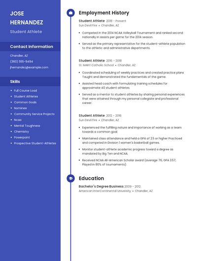 Student Athlete Resume