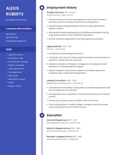 Student Attorney Resume