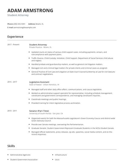 Student Attorney Resume