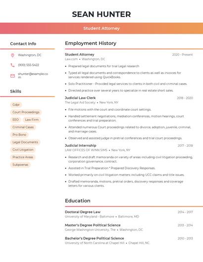 Student Attorney Resume