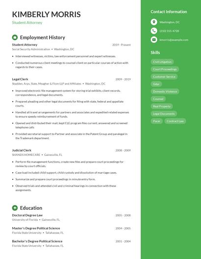 Student Attorney Resume