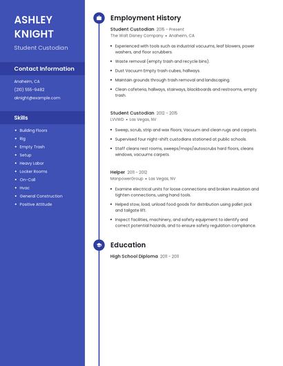 Student Custodian Resume