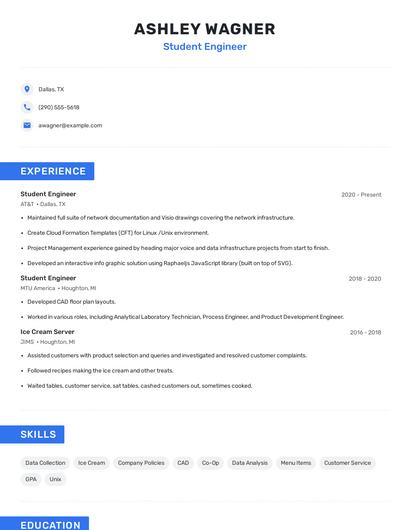Student Engineer Resume