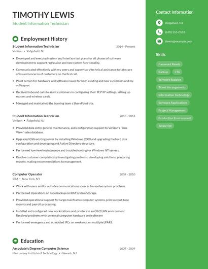 Resume example 5
