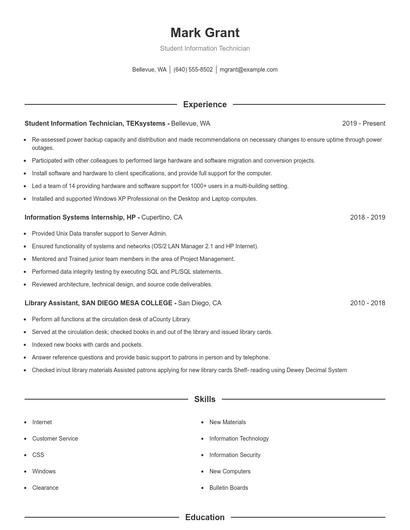Resume example 1