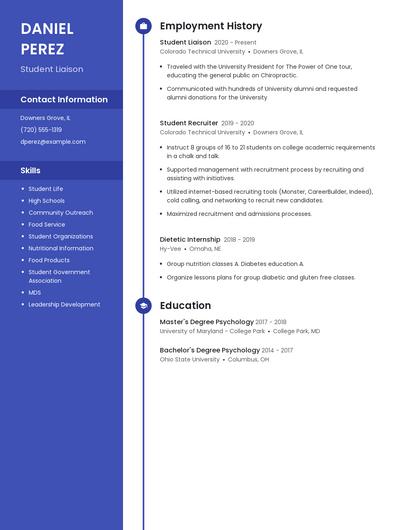 Student Liaison Resume