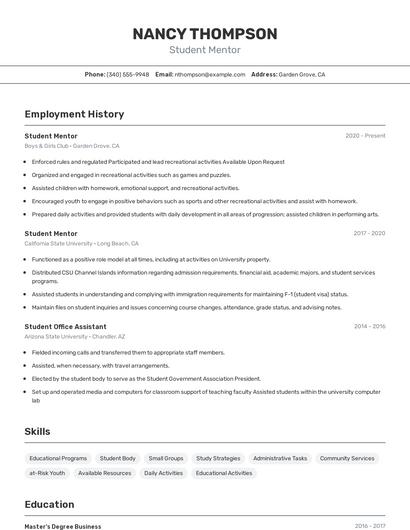 Resume example 2