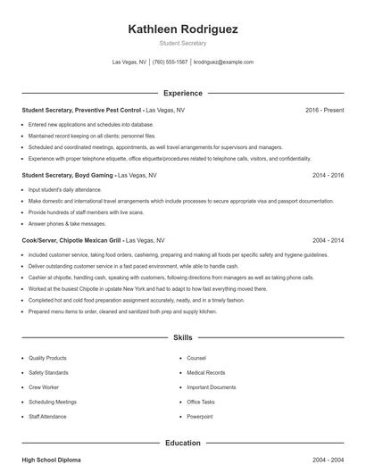 Resume example 1