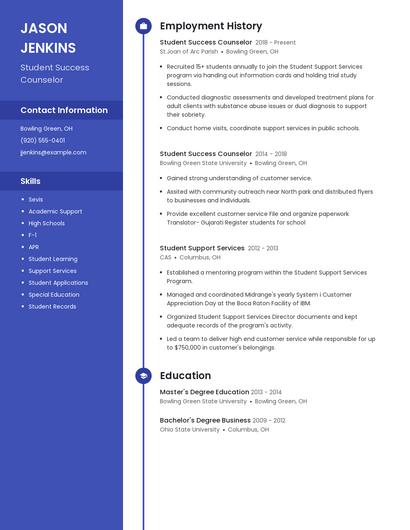 Student Success Counselor Resume