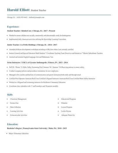 Student Teacher Resume