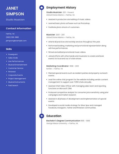 Studio Musician Resume