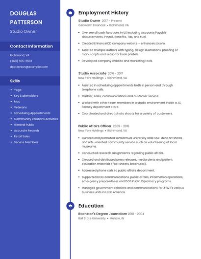 Studio Owner Resume