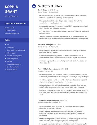 Study Director Resume