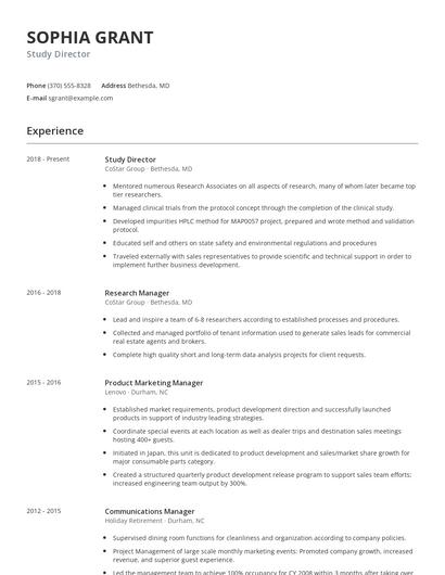 Study Director Resume