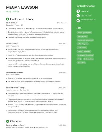 Study Director Resume