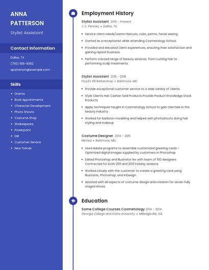 Stylist Assistant Resume