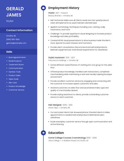 Stylist Resume