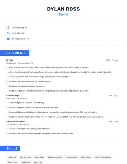 Stylist Resume