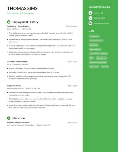 Resume example 5