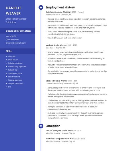 Substance Abuse Clinician Resume