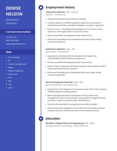 Substation Operator Resume