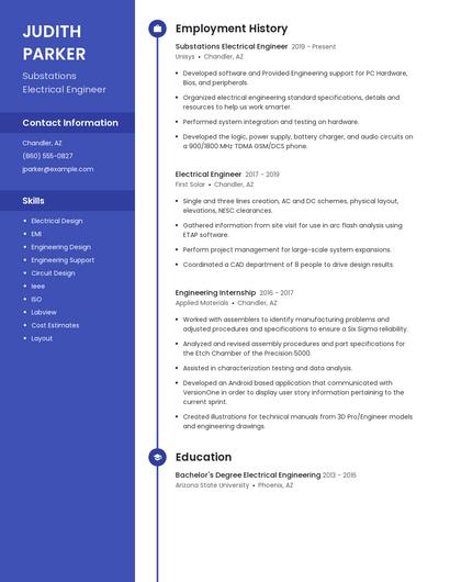 Substations Electrical Engineer Resume
