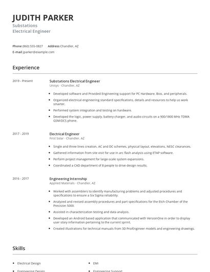 Substations Electrical Engineer Resume