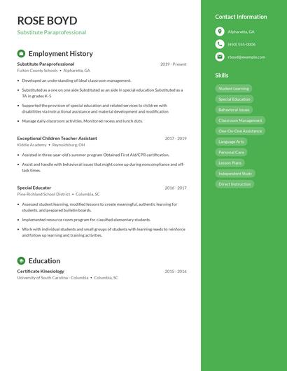 Resume example 4