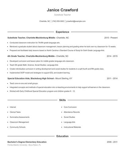 Resume example 1