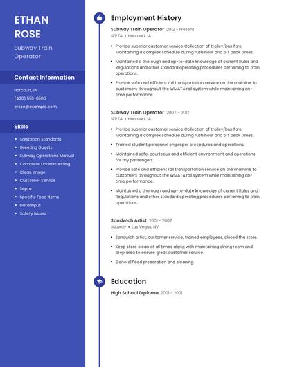 Subway Train Operator Resume