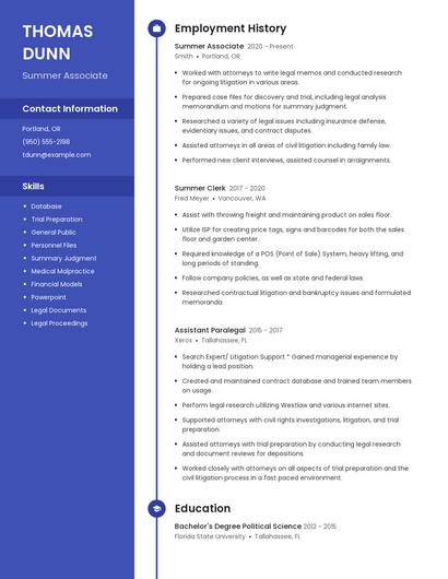 Summer Associate Resume