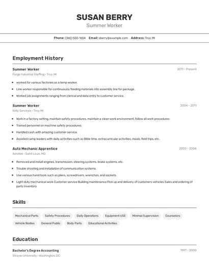 Resume example 2